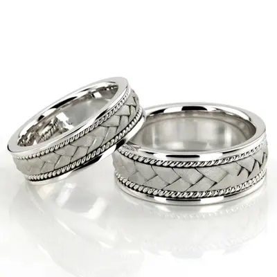 Braided Two-Tone Handmade Wedding Ring Set - view 3 of 5