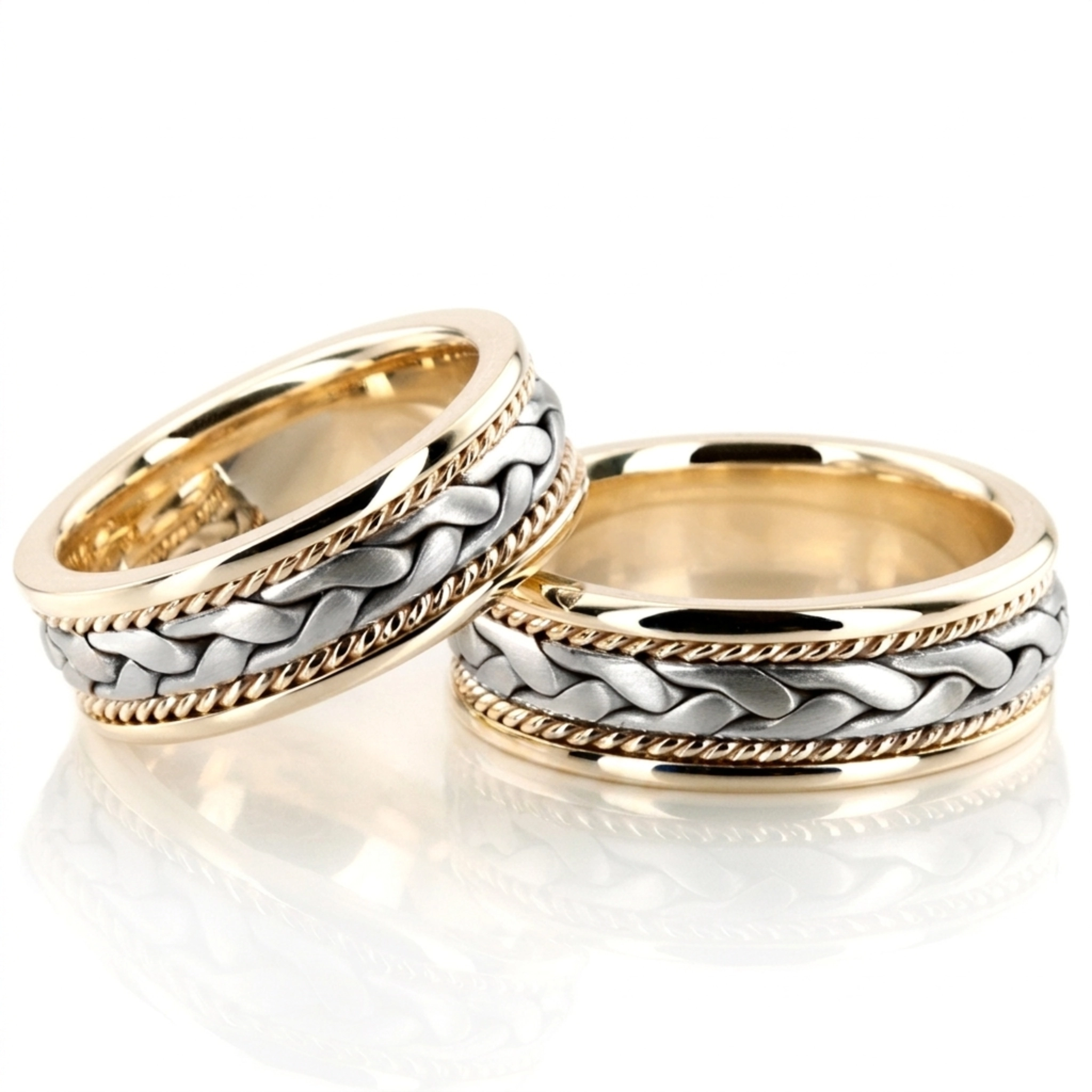 14K hand-made-wedding-band-set - main view