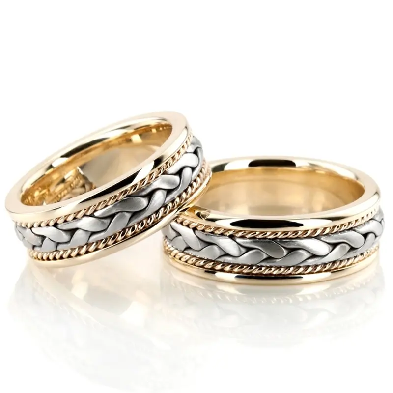 plat hand-made-wedding-band-set - main view