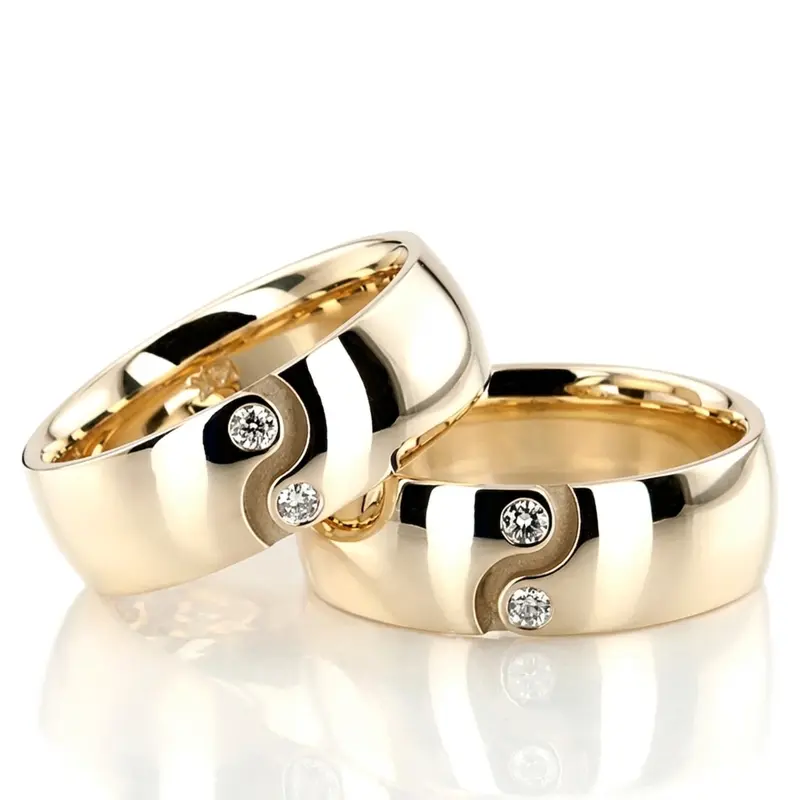 14K Yin-Yang-Diamond-Wedding-Ring-Set - main view