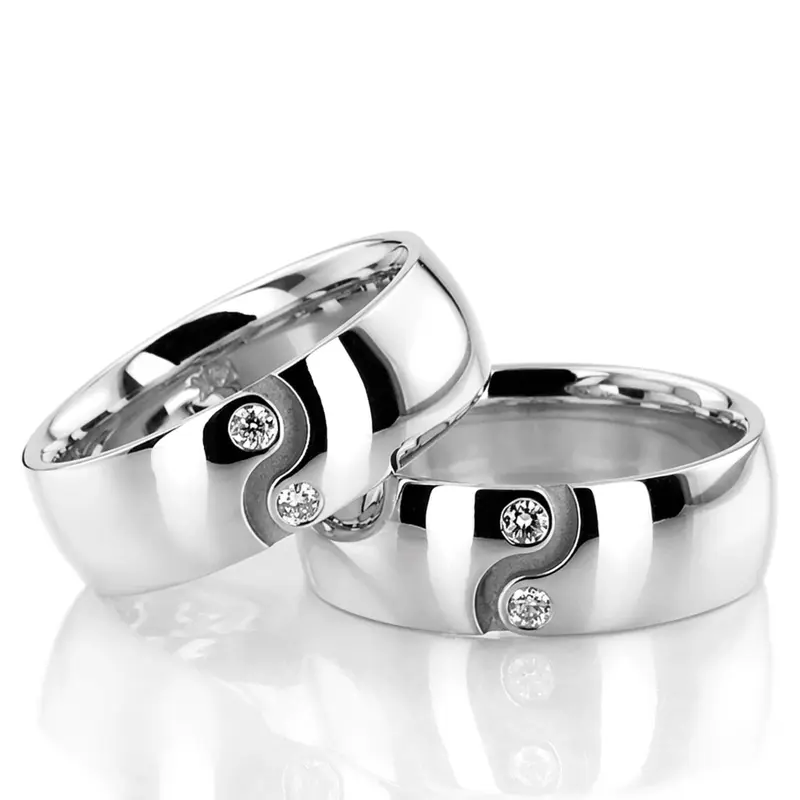 14K Yin-Yang-Diamond-Wedding-Ring-Set - alternate view 2