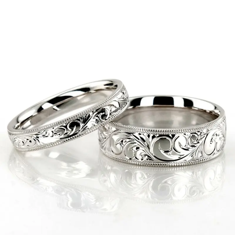 10K fancy-carved-hand-engraved-wedding-band - main view