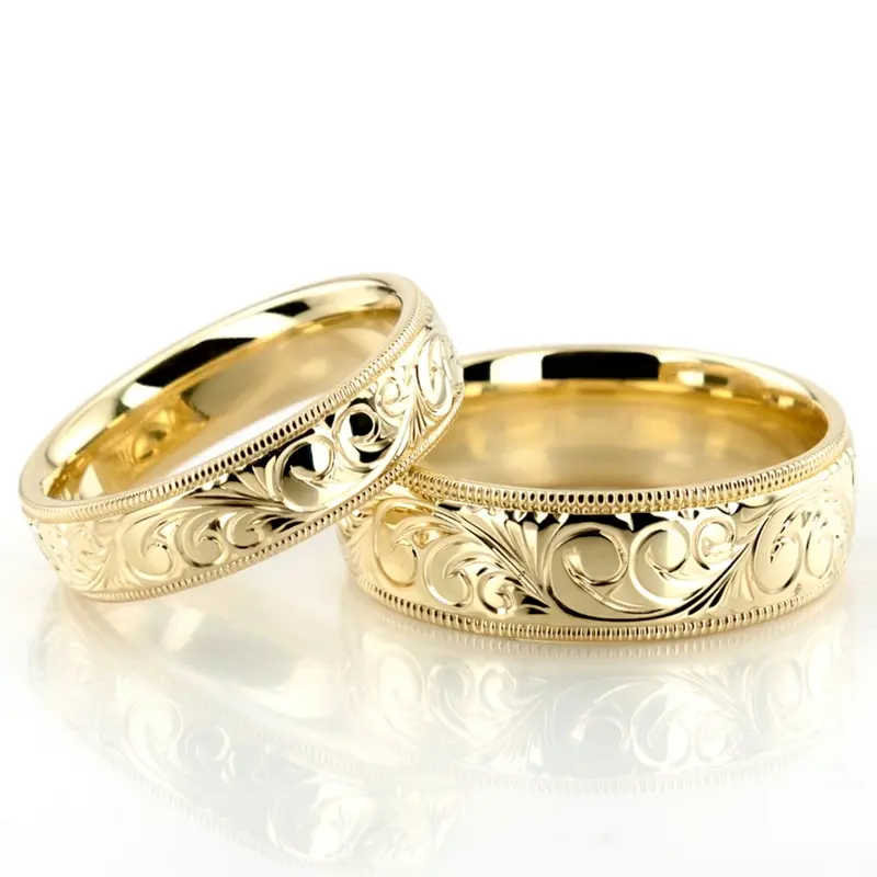 10K fancy-carved-hand-engraved-wedding-band - alternate view 2