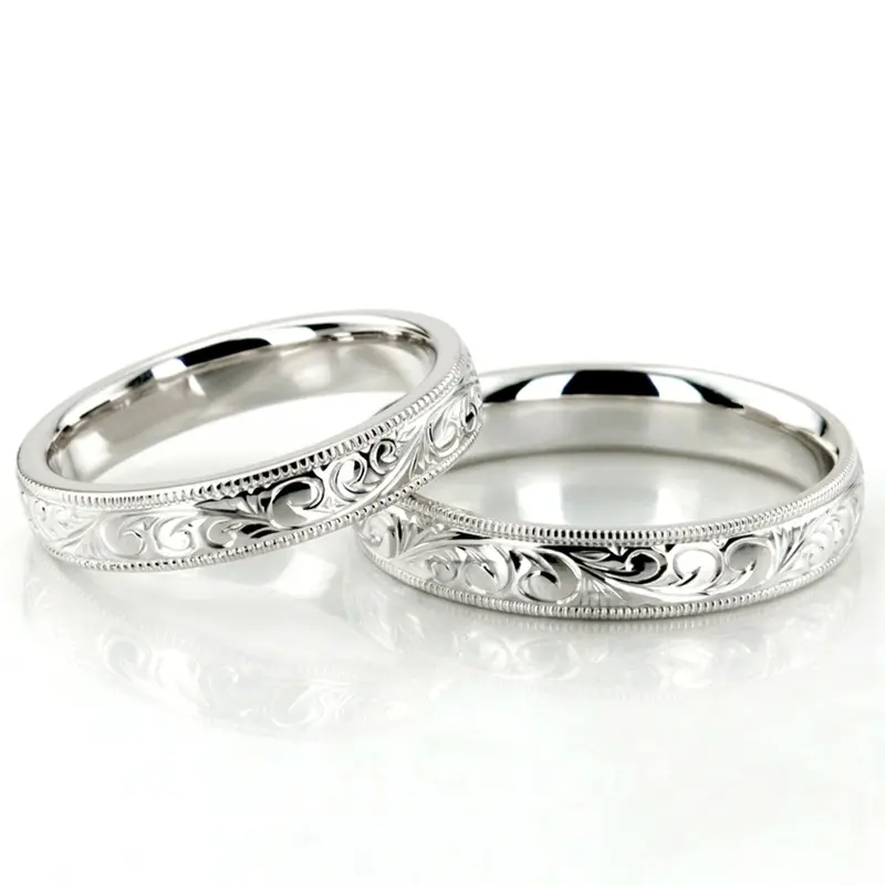 10K fancy-carved-hand-engraved-wedding-band - alternate view 3