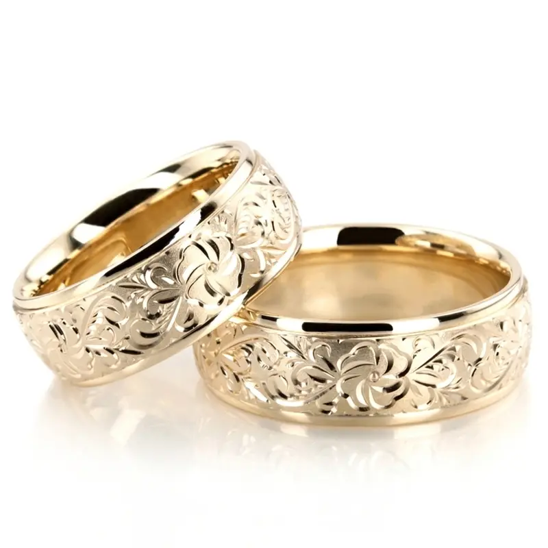 plat Floral-Fancy-Cut-Wedding-Ring-Set - main view