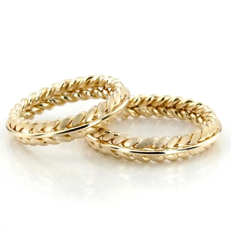 10K Double-Braided-Wedding-Band-Set - main view