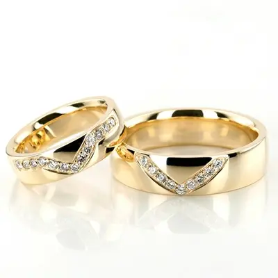 V-Set Diamond Wedding Ring Set - view 2 of 2
