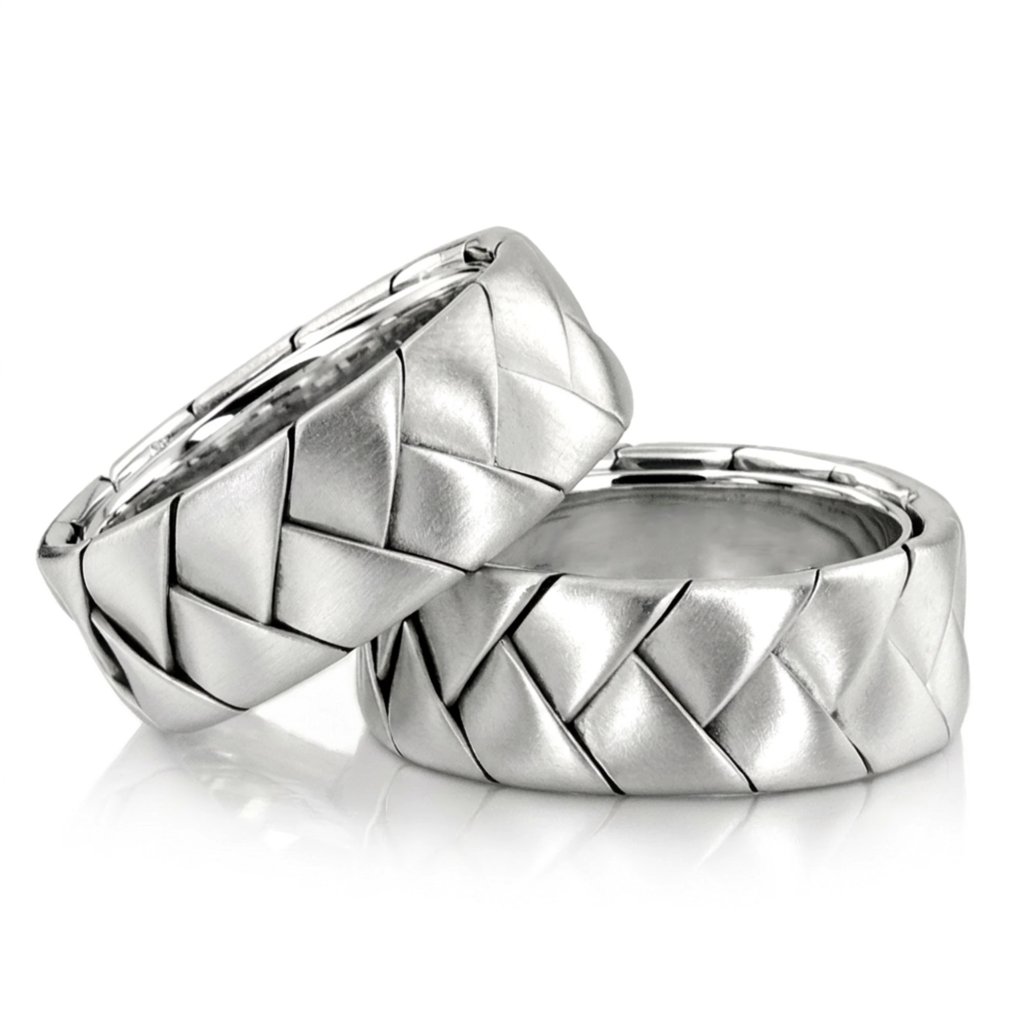 14K hand-made-hand-woven-wedding-band-set - main view