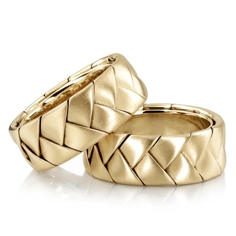 10K hand-made-hand-woven-wedding-band-set - alternate view 2