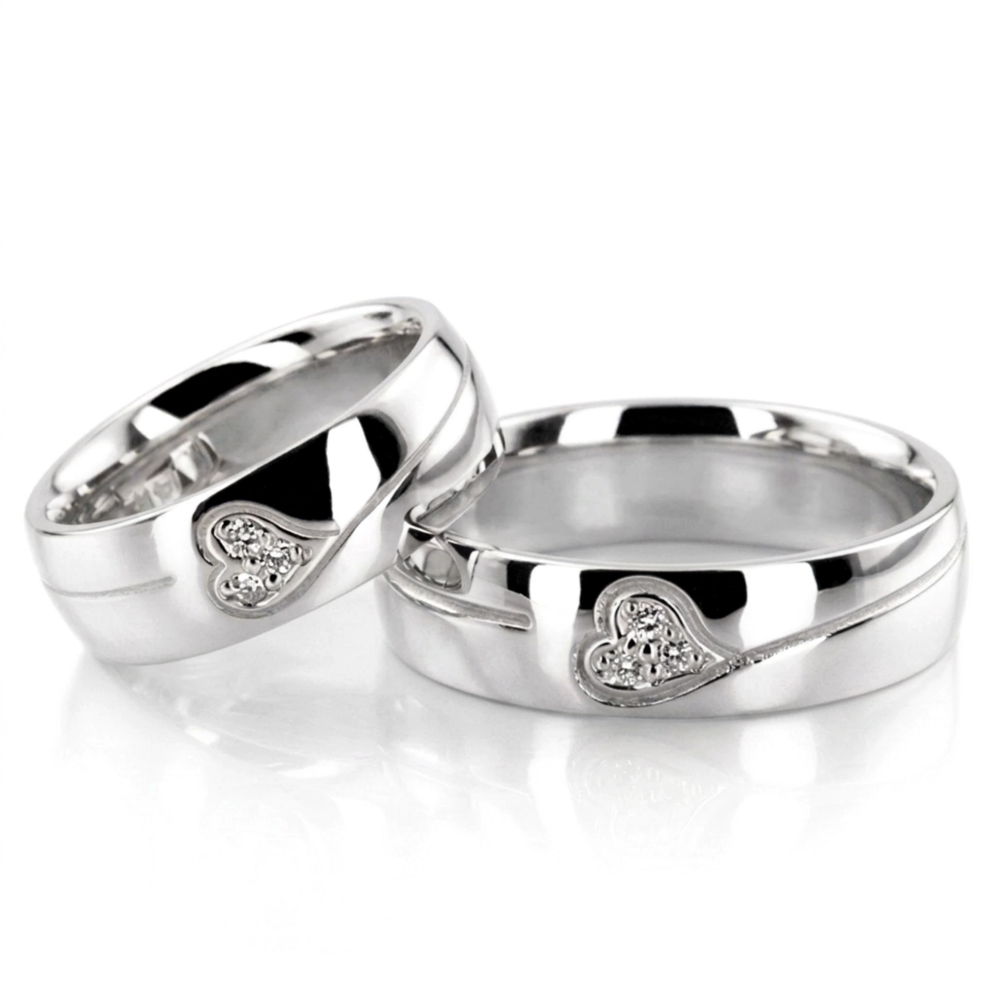 10K Elegant-Heart-Diamond-Wedding-Ring-set - main view
