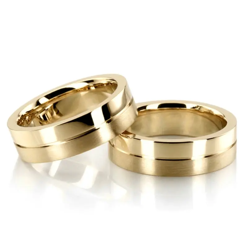 14K Exclusive-Symmetrical-Diamond-Cut-Wedding-Band-Set - alternate view 3