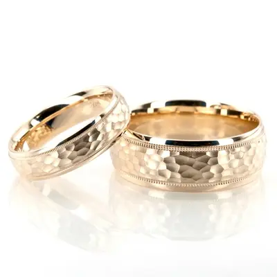 Elegant Matte Carved Design Wedding Ring Set - view 1 of 2