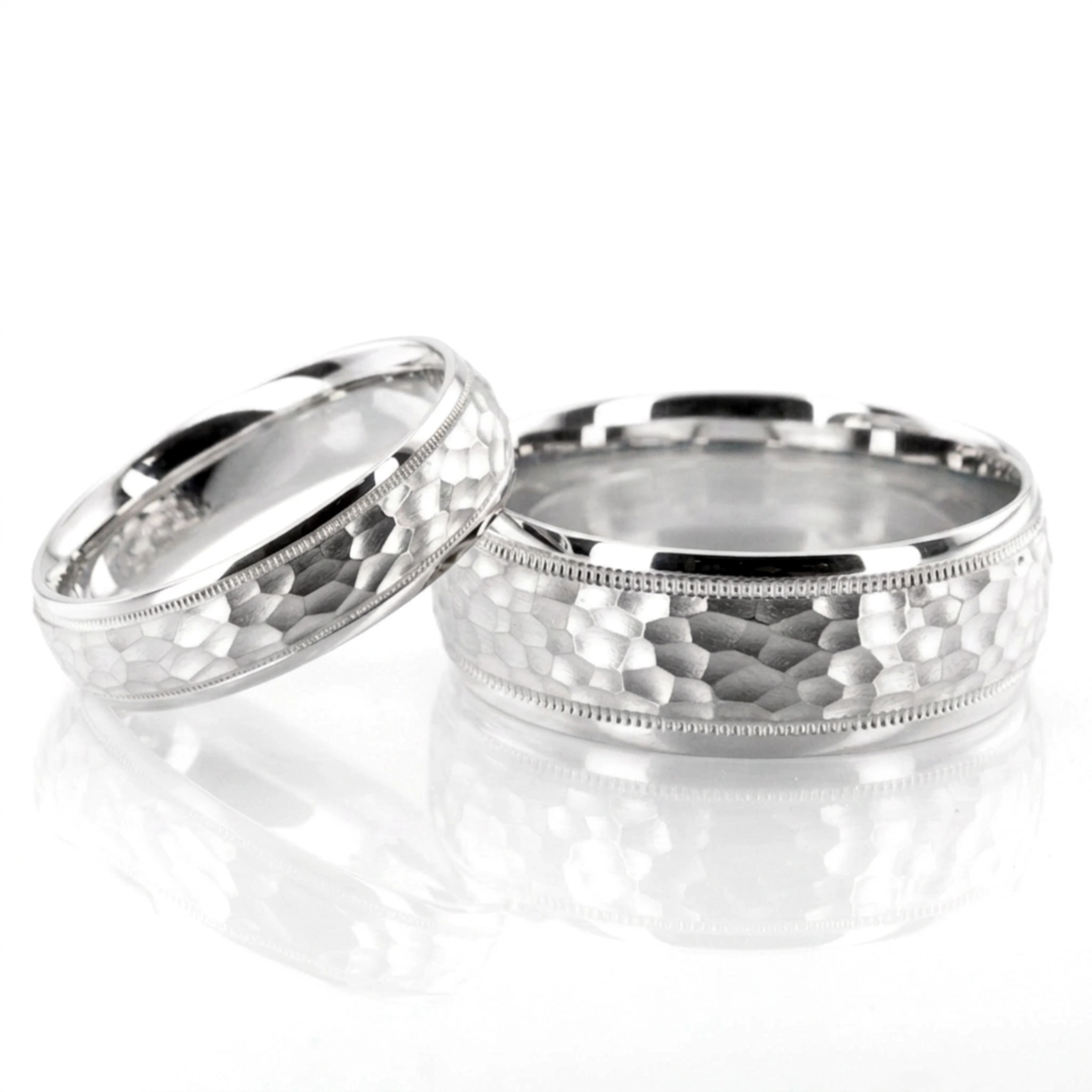 14K his-and-her-basic-diamond-carved-wedding-ring - alternate view 2