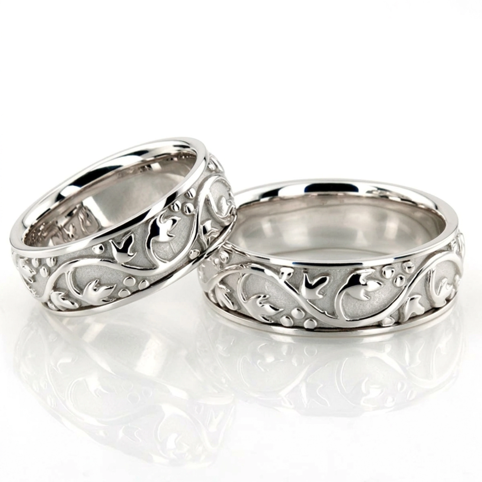 10K Floral-Antique-Handmade-Wedding-Ring-Set - main view