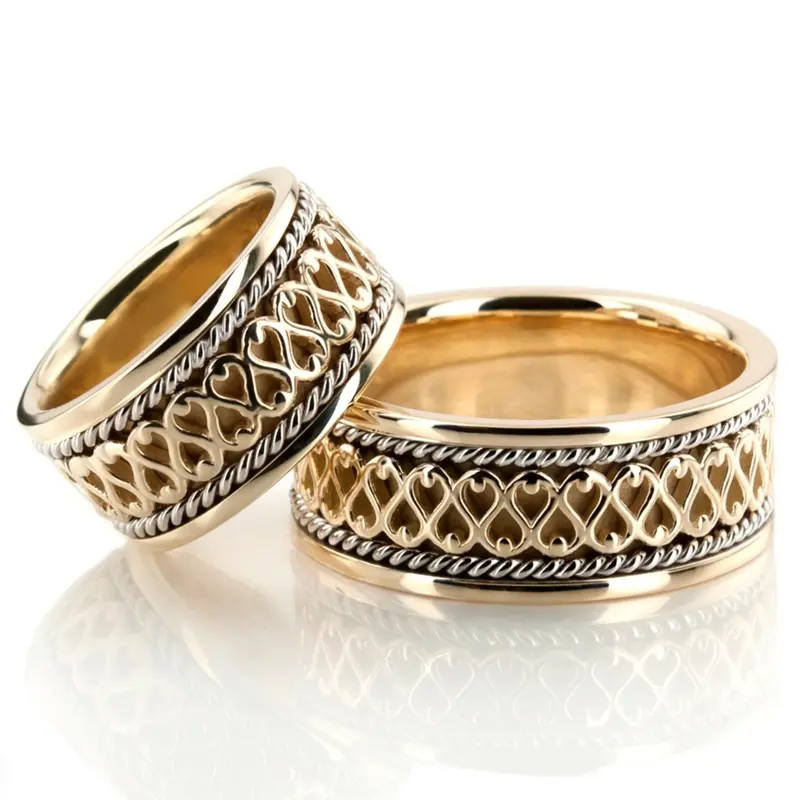 14K Traditional-Celtic-Handmade-Wedding-Ring-Set - alternate view 2