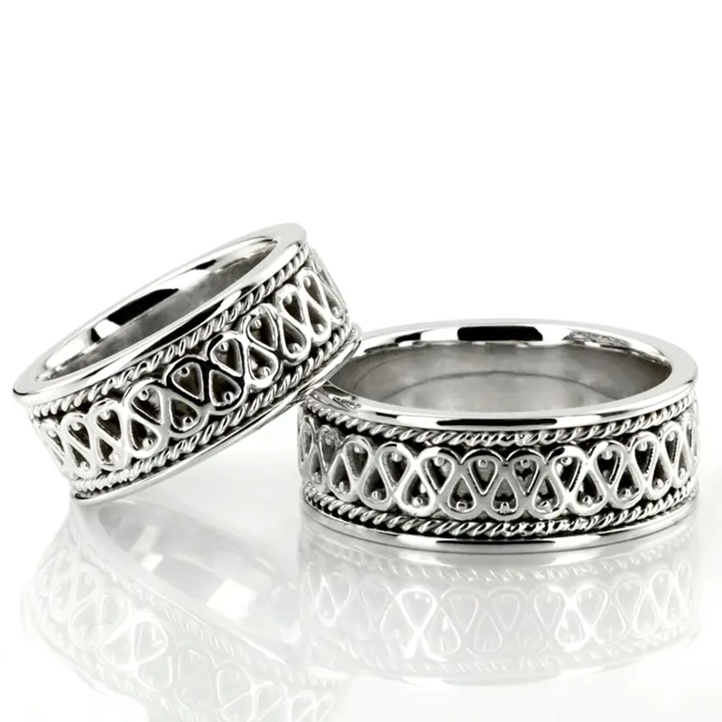 14K Traditional-Celtic-Handmade-Wedding-Ring-Set - main view