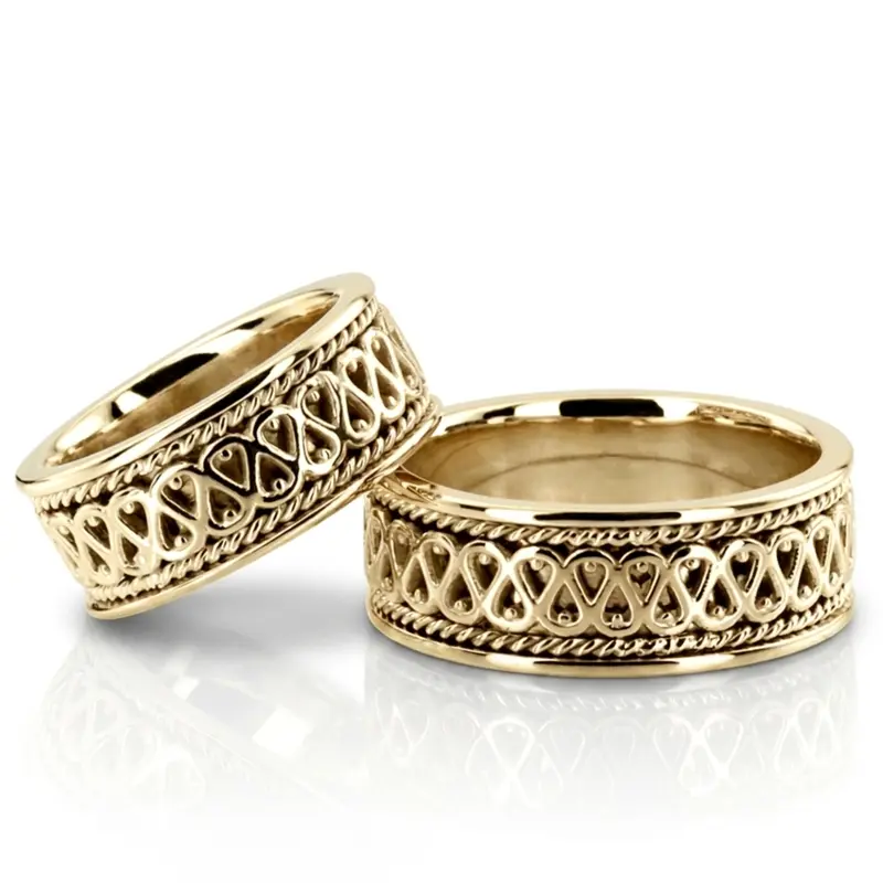 14K Traditional-Celtic-Handmade-Wedding-Ring-Set - alternate view 3
