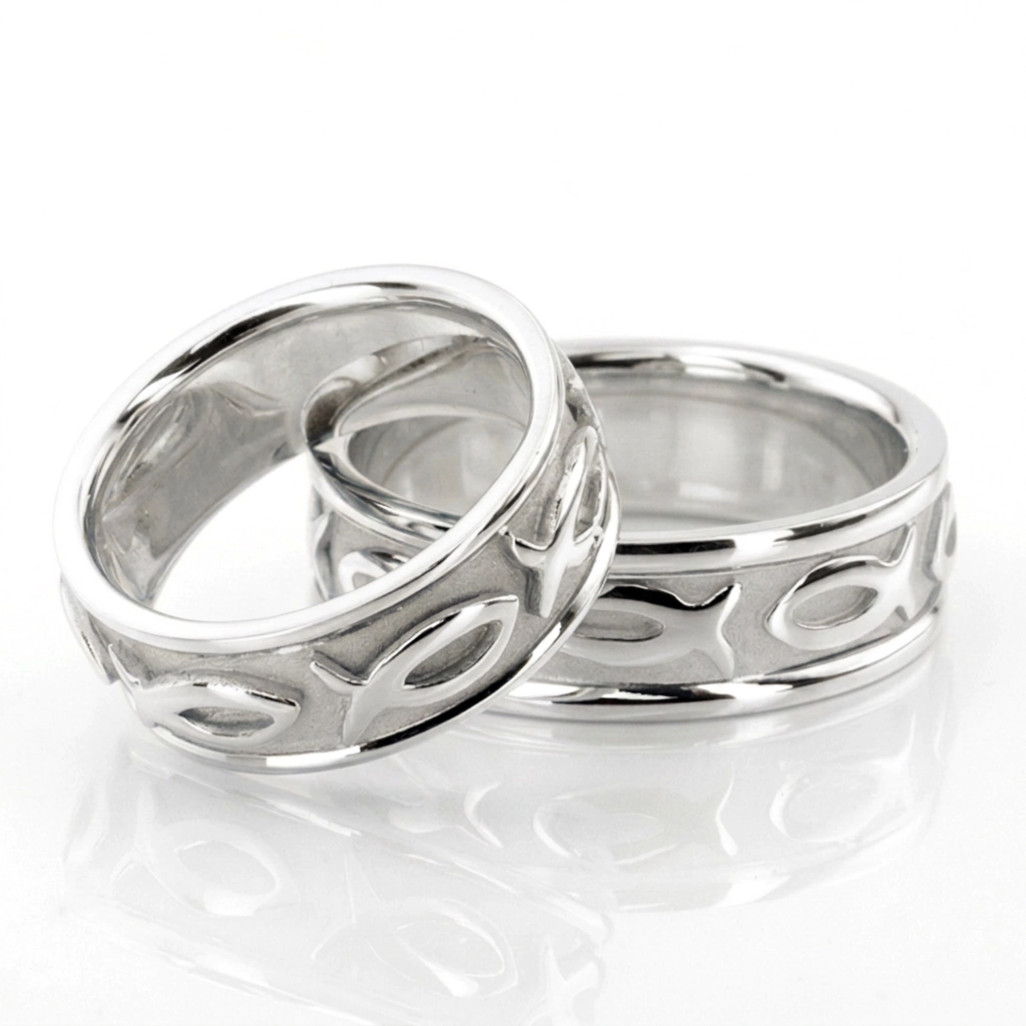 10K christian_fish_wedding_ring_set - alternate view 2