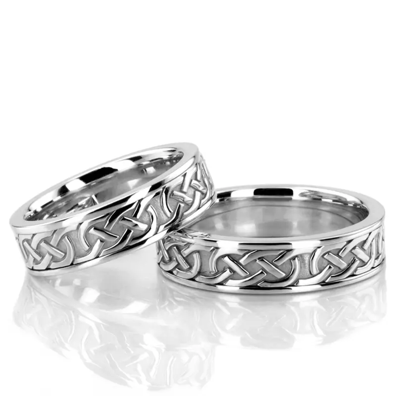 10K Handcrafted-Celtic-Wedding-Ring-Set - alternate view 3