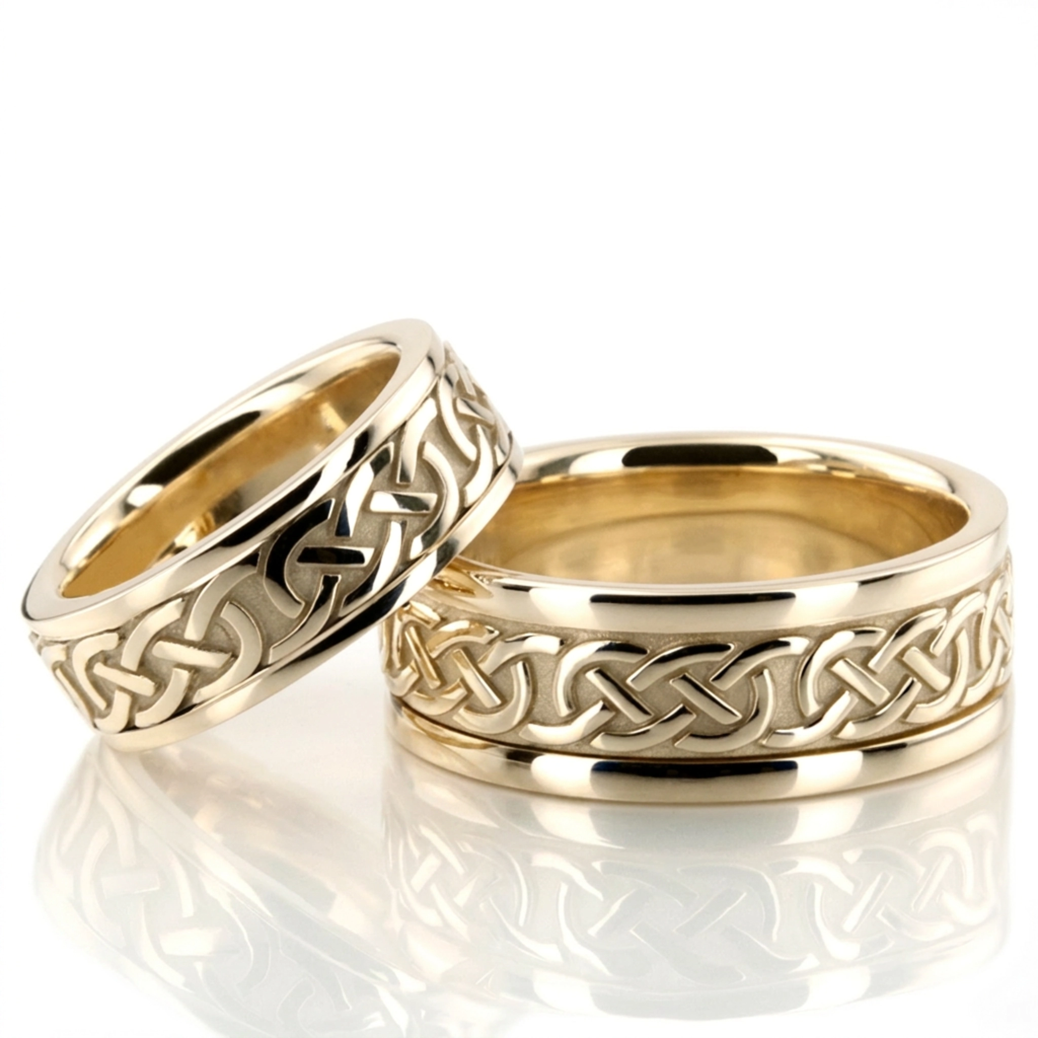 10K Handcrafted-Celtic-Wedding-Ring-Set - alternate view 4