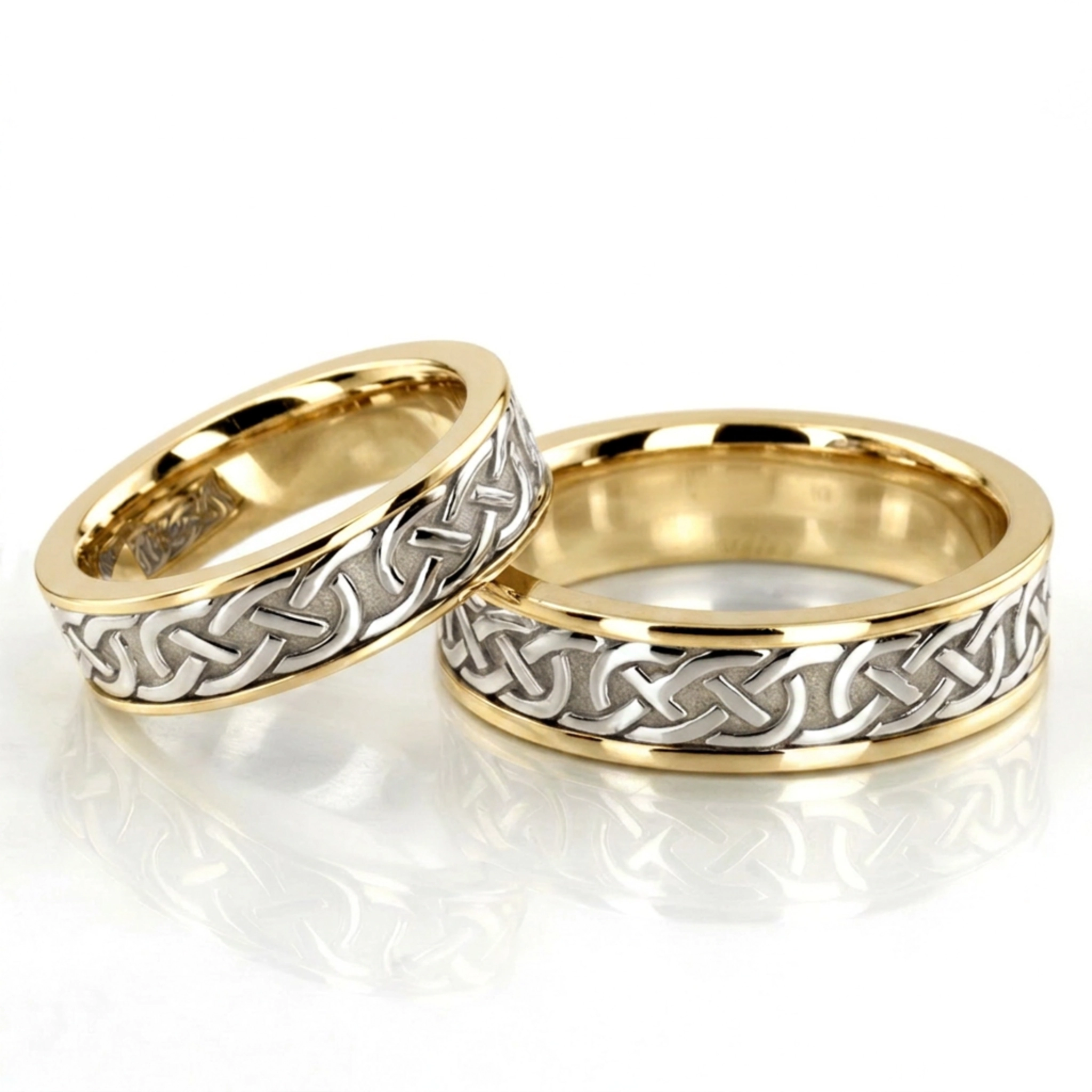 10K Handcrafted-Celtic-Wedding-Ring-Set - alternate view 2