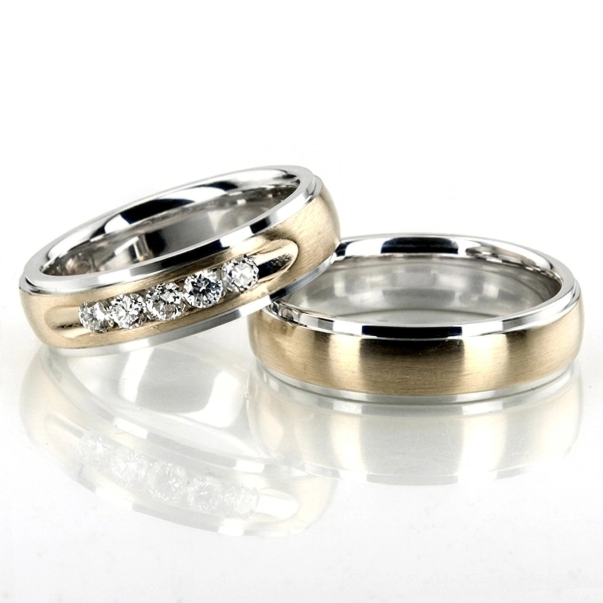 14K step-edge-diamond-wedding-ring-set - alternate view 2