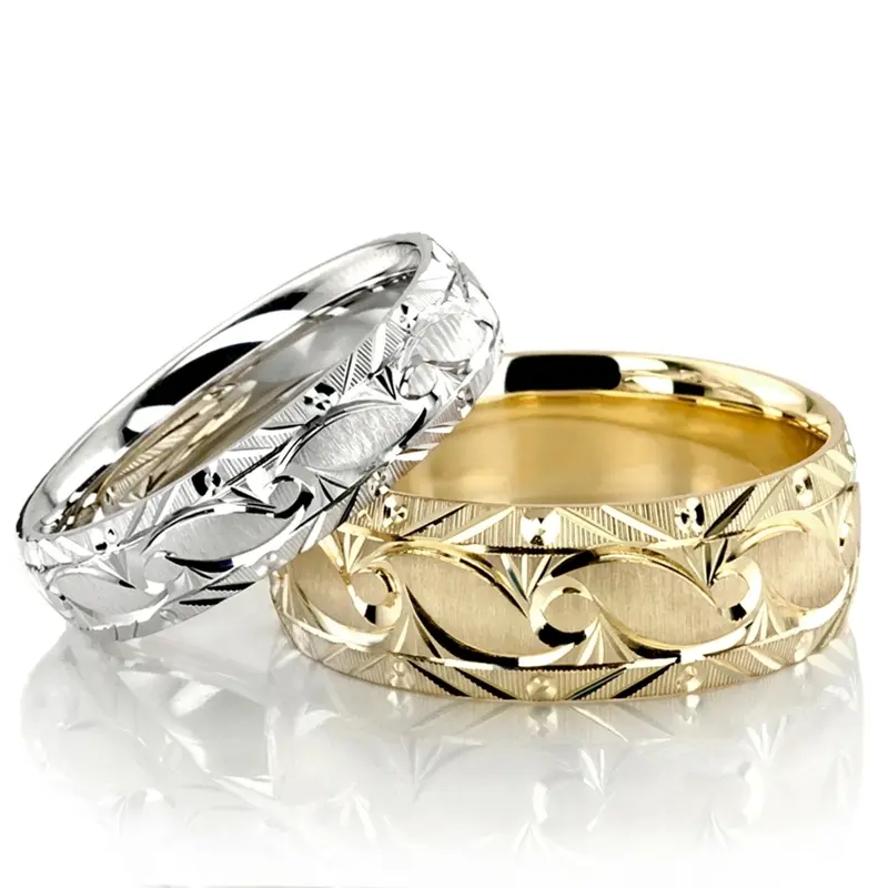 14K Bestseller-Fine-Grooved-Fancy-Designer-Wedding-Rin - alternate view 4