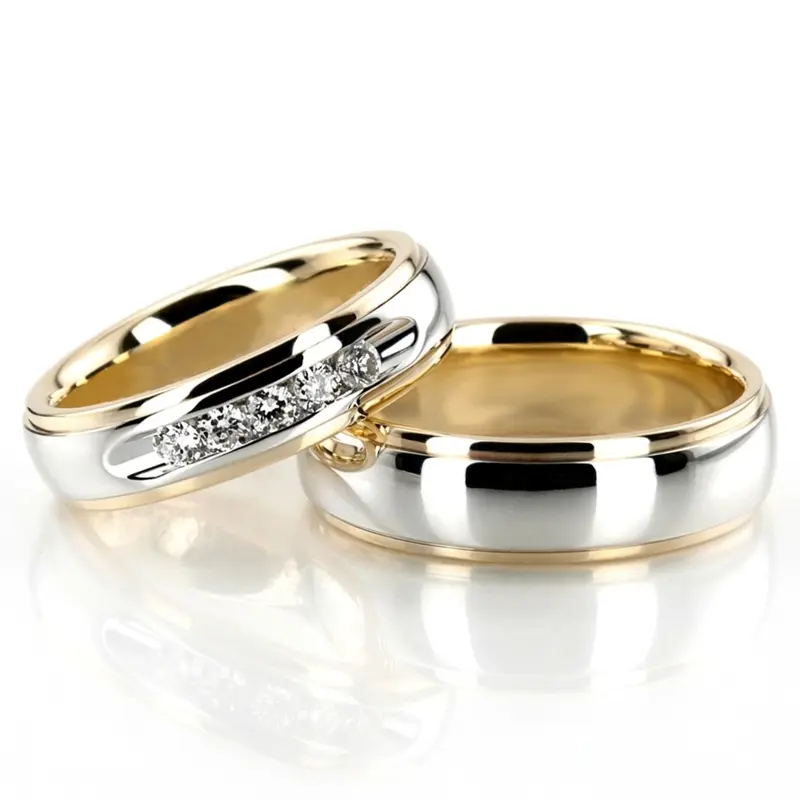 10K step-edge-diamond-wedding-ring-set - main view