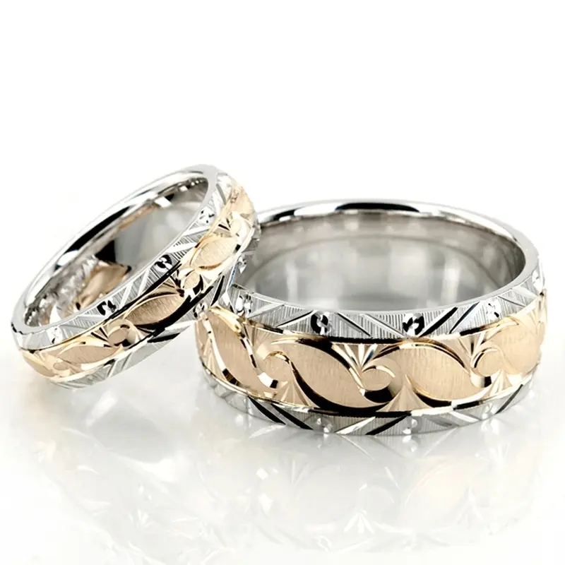 14K Bestseller-Fine-Grooved-Fancy-Designer-Wedding-Rin - alternate view 3