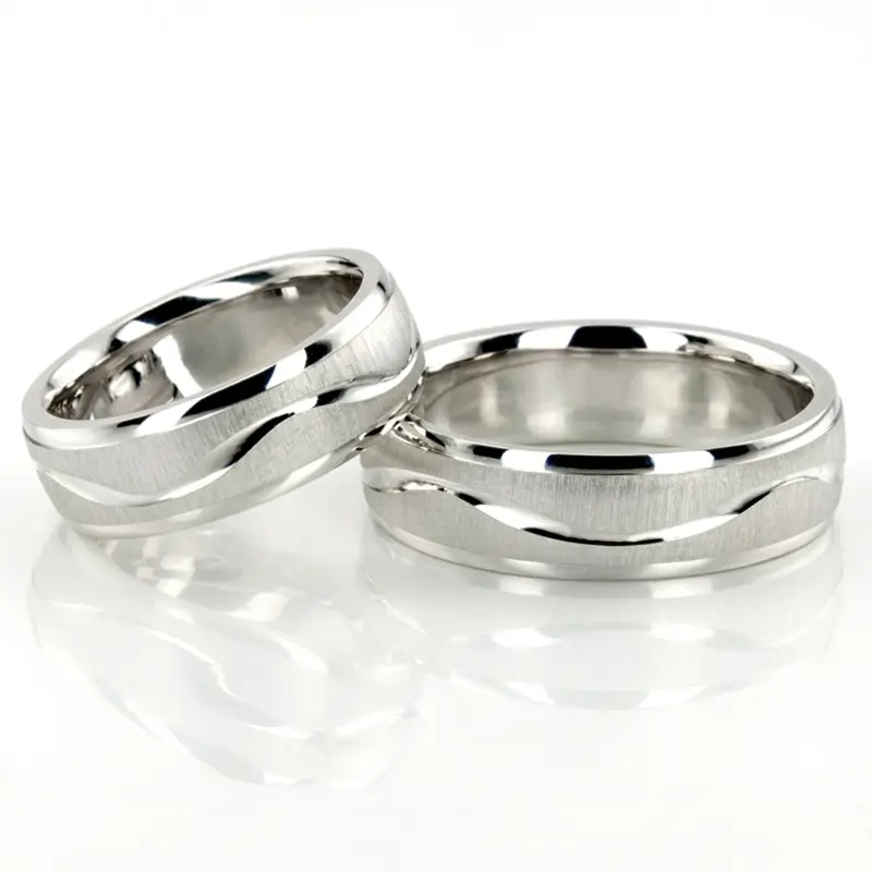 10K Bestseller-Wave-Design-Wedding-Ring-Set - alternate view 2