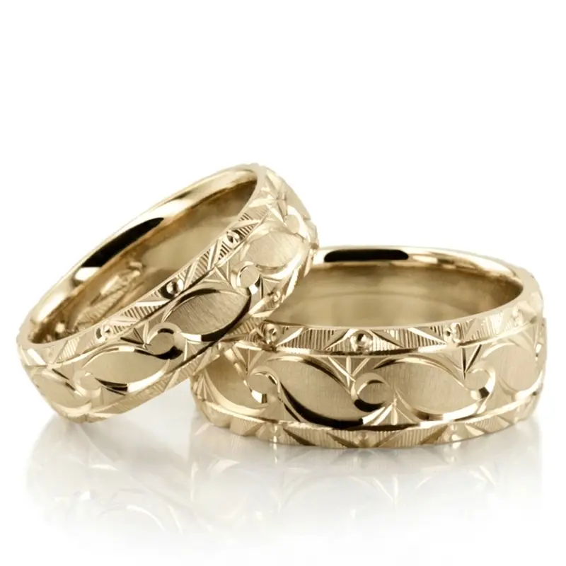 14K Bestseller-Fine-Grooved-Fancy-Designer-Wedding-Rin - alternate view 2