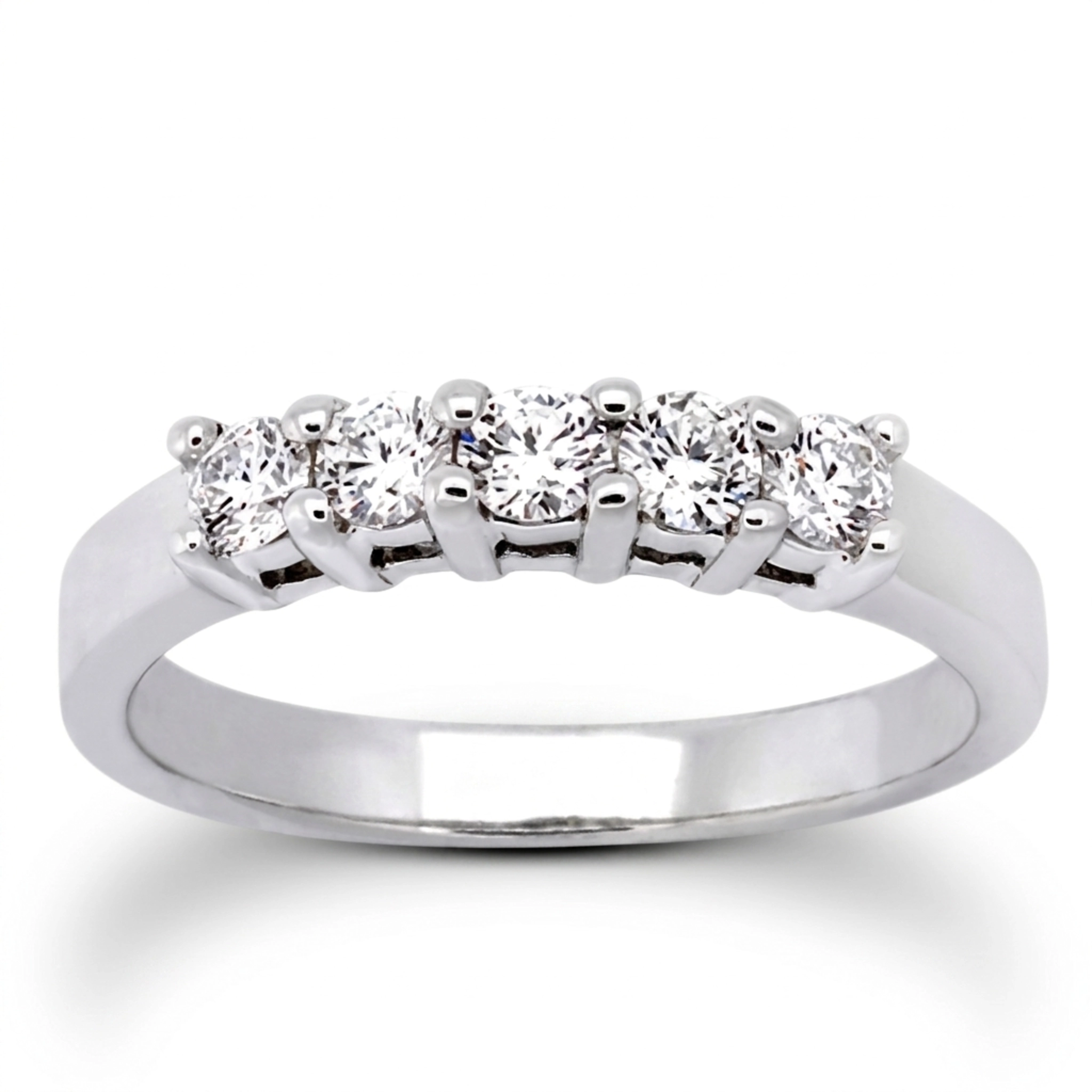 14K white gold Five Stone Round Cut Prong Set Diamond Anniversary Ring (0.50 ct. tw.) - main view