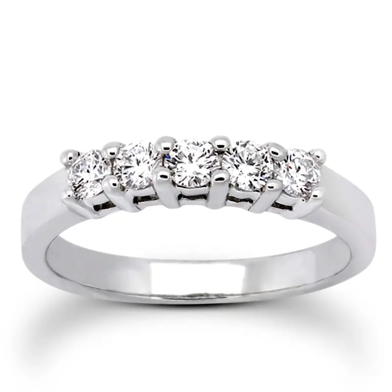 14K white gold Five Stone Round Cut Prong Set Diamond Anniversary Ring (0.50 ct. tw.) - main view
