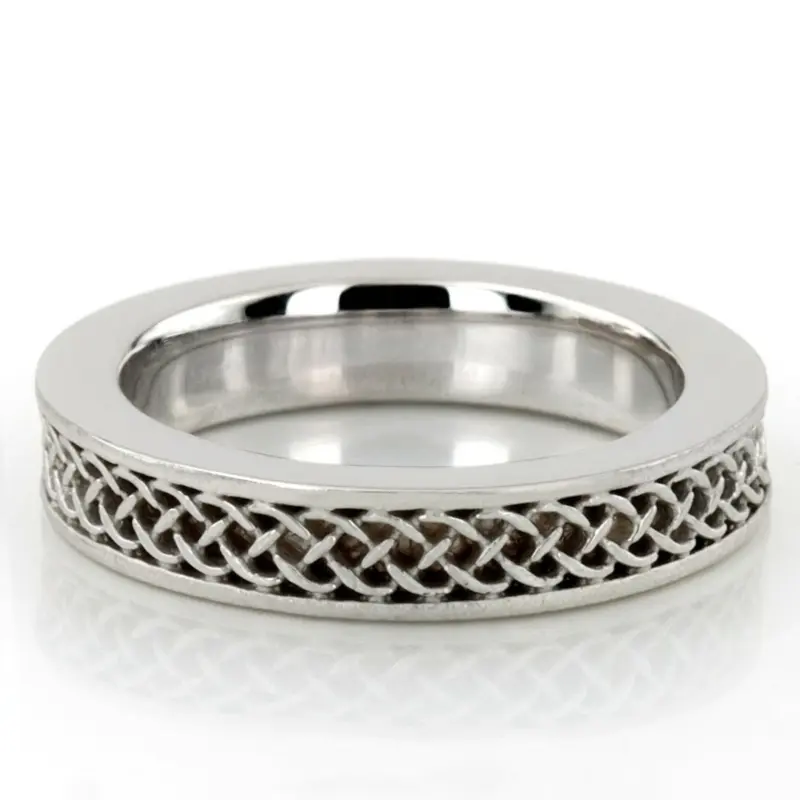 18K white gold 4.5mm. same as picture hand-craft-celtic-wedding-band - main view