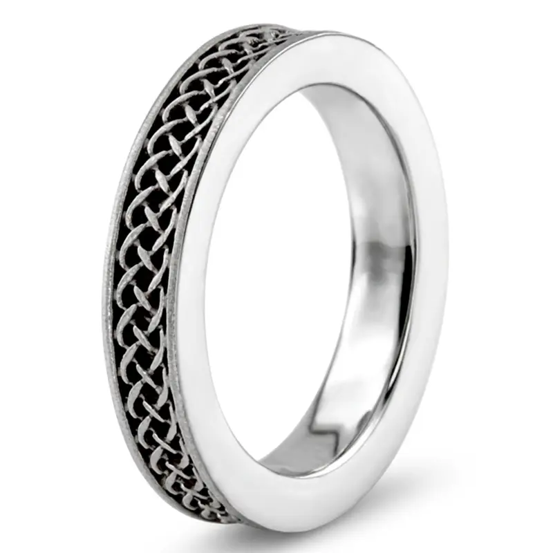 18K white gold 4.5mm. same as picture hand-craft-celtic-wedding-band - alternate view 3