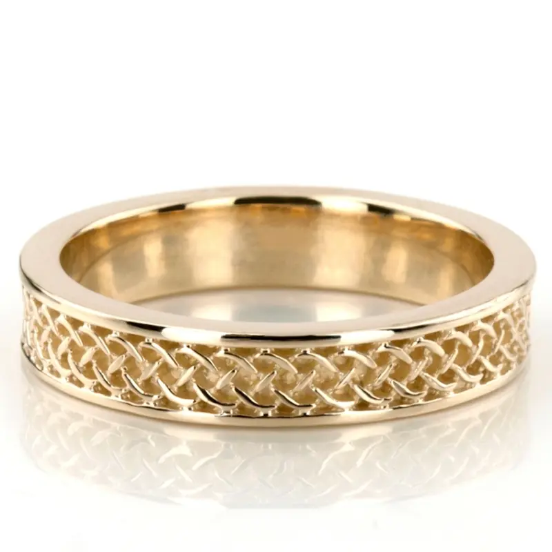 18K yellow gold 4.5mm. same as picture hand-craft-celtic-wedding-band - alternate view 2