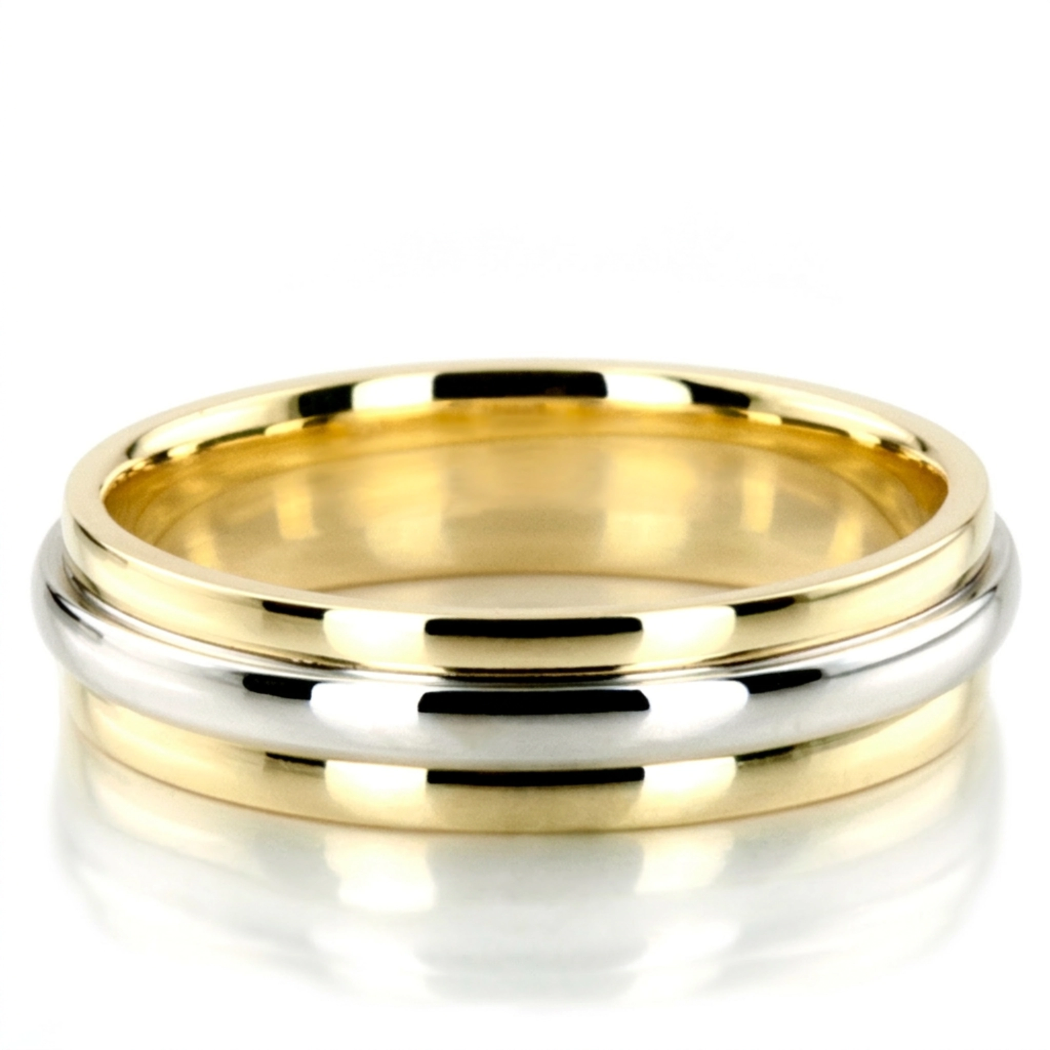 10K yellow-white-yellow gold 5mm. high polish basic-simple-wedding-bands - main view