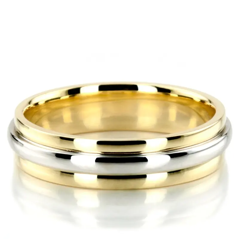 10K yellow-white-yellow gold 5mm. high polish basic-simple-wedding-bands - main view