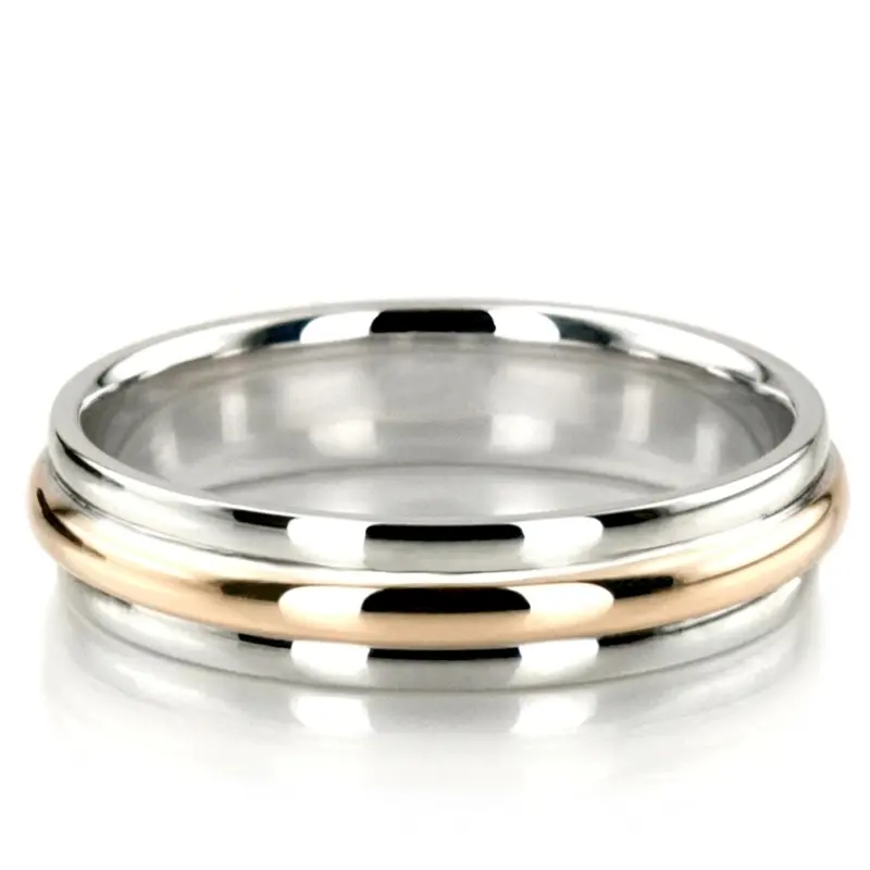 10K white-yellow-white gold 5mm. high polish basic-simple-wedding-bands - alternate view 2