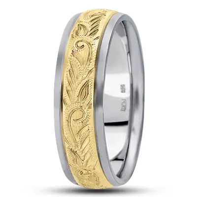 Extravagant Satin Finish Hand Engraved Wedding Ring  - view 7 of 8