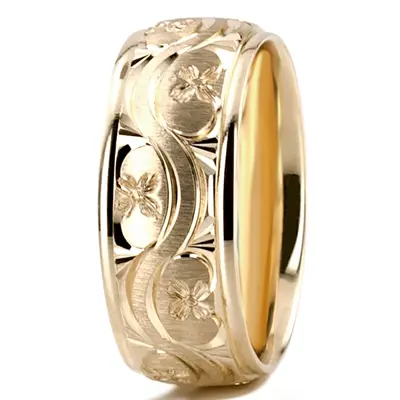 Bestseller Cross-satin Hand Engraved Wedding Ring  - view 7 of 8