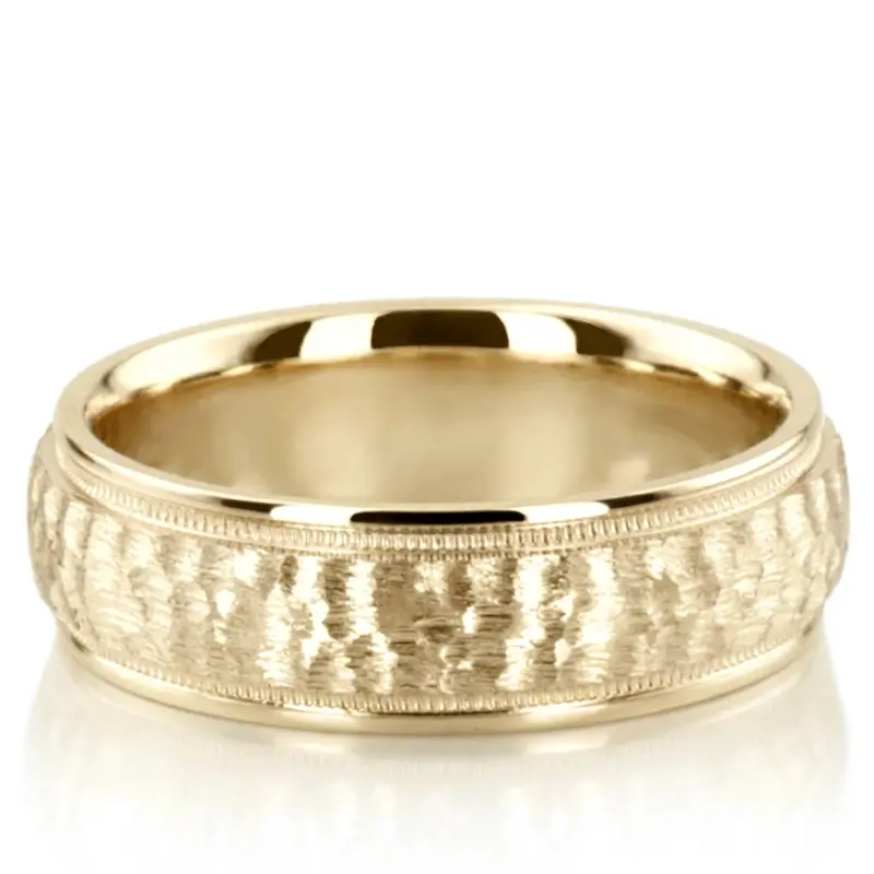 10K yellow gold 6mm. hammer two-tone-wedding-band - alternate view 4