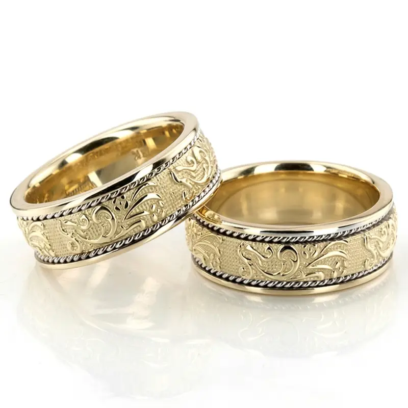 10K hand-made-antique-wedding-band-set - main view