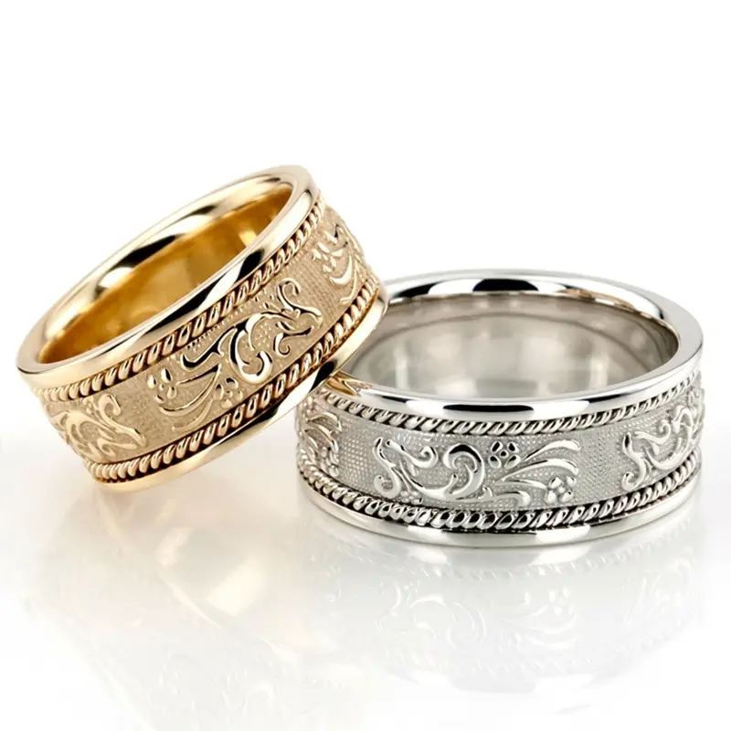 10K hand-made-antique-wedding-band-set - alternate view 2