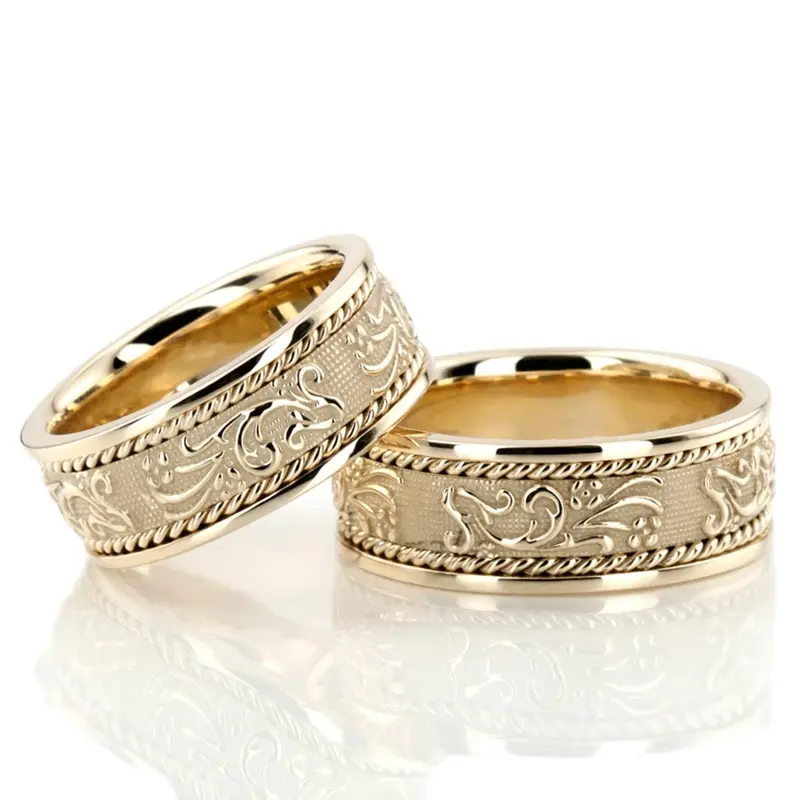 10K hand-made-antique-wedding-band-set - alternate view 4