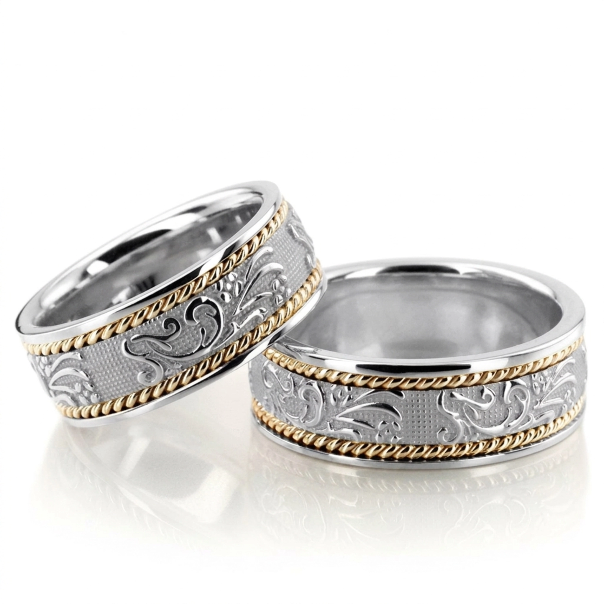 14K hand-made-antique-wedding-band-set - alternate view 5