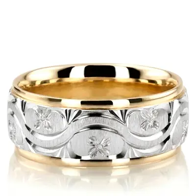 Bestseller Cross-satin Hand Engraved Wedding Ring  - view 2 of 8