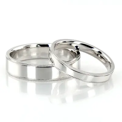 Flat Milgrain Comfort Fit Wedding Band Set - view 2 of 2