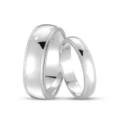 Dome Milgrain Comfort Fit Wedding Band Set - view 1 of 2