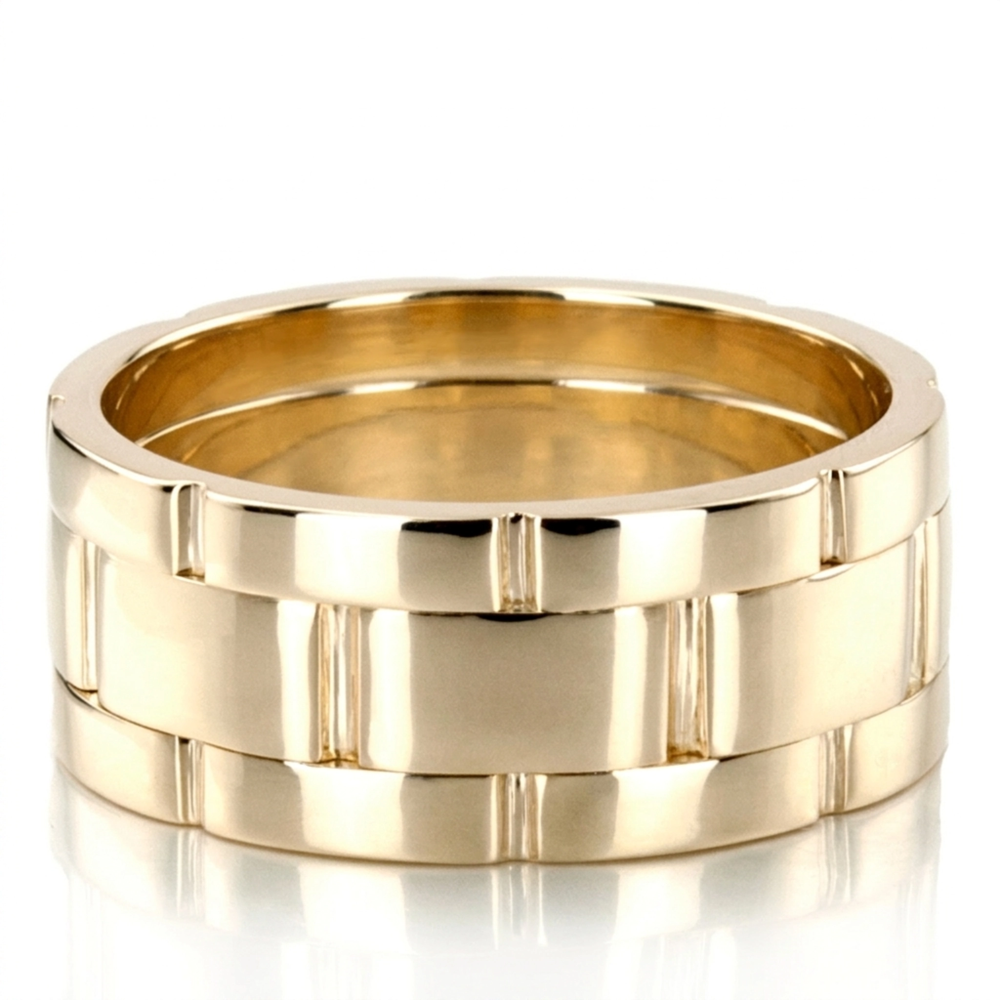 10K yellow gold 10.5mm. high polish fancy-carved-contemporary-wedding-ring - alternate view 3